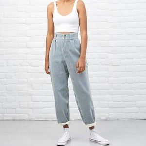 Lucy & Yak 'Addison' High Waisted Twill Trousers in Blue Stripe NWT